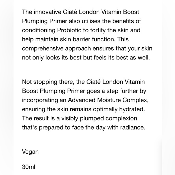 💕 2 for $40 💕 Ciate Vitamin Boost Plumping Primer - Picture 3 of 5